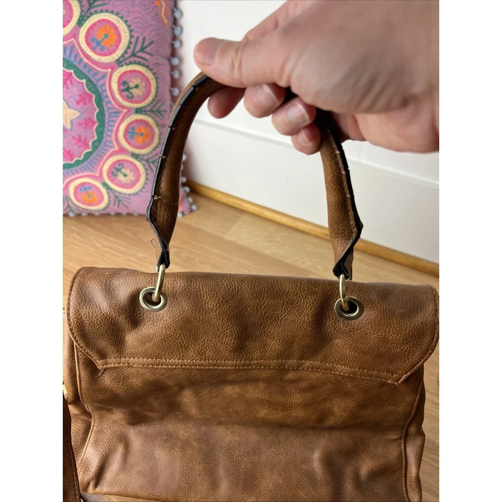 Steve Madden Handbag Vegan Leather Bag Brown Purse CrossBody + Handle Boho Hippy